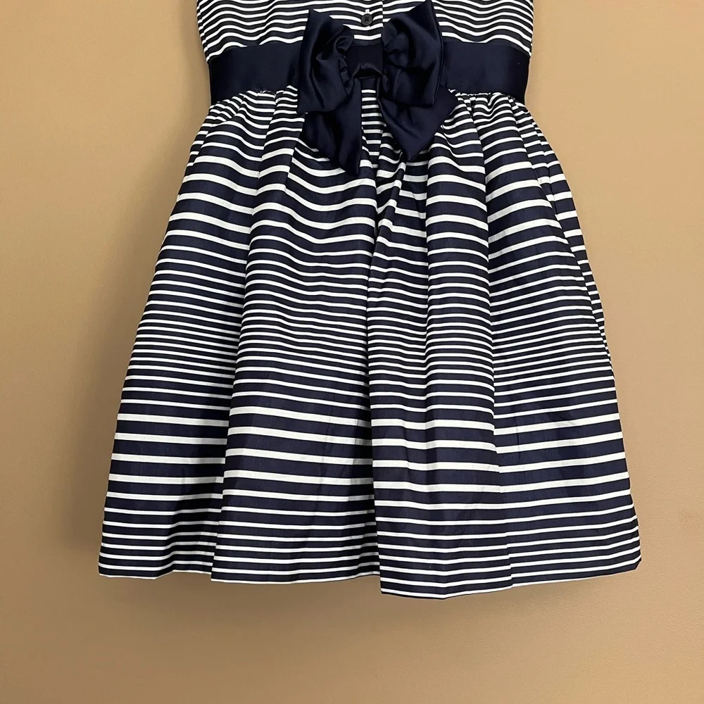 {Gymboree} Sleeveless Striped Fit & Flare Dress in Navy & White - Girls 6